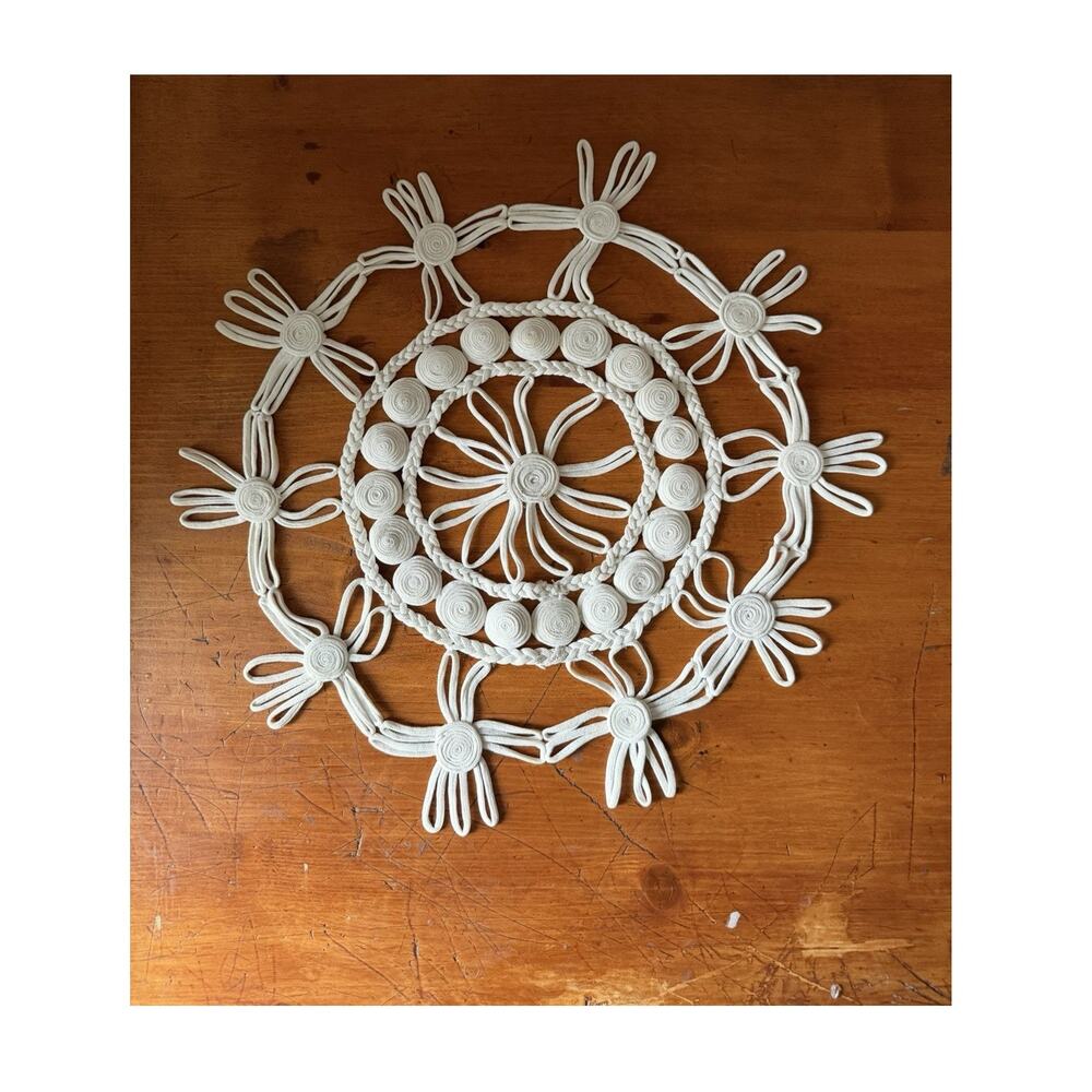 Vintage Macrame Mandala Off White Wall Decor Boho Lace Doily Romanian Style